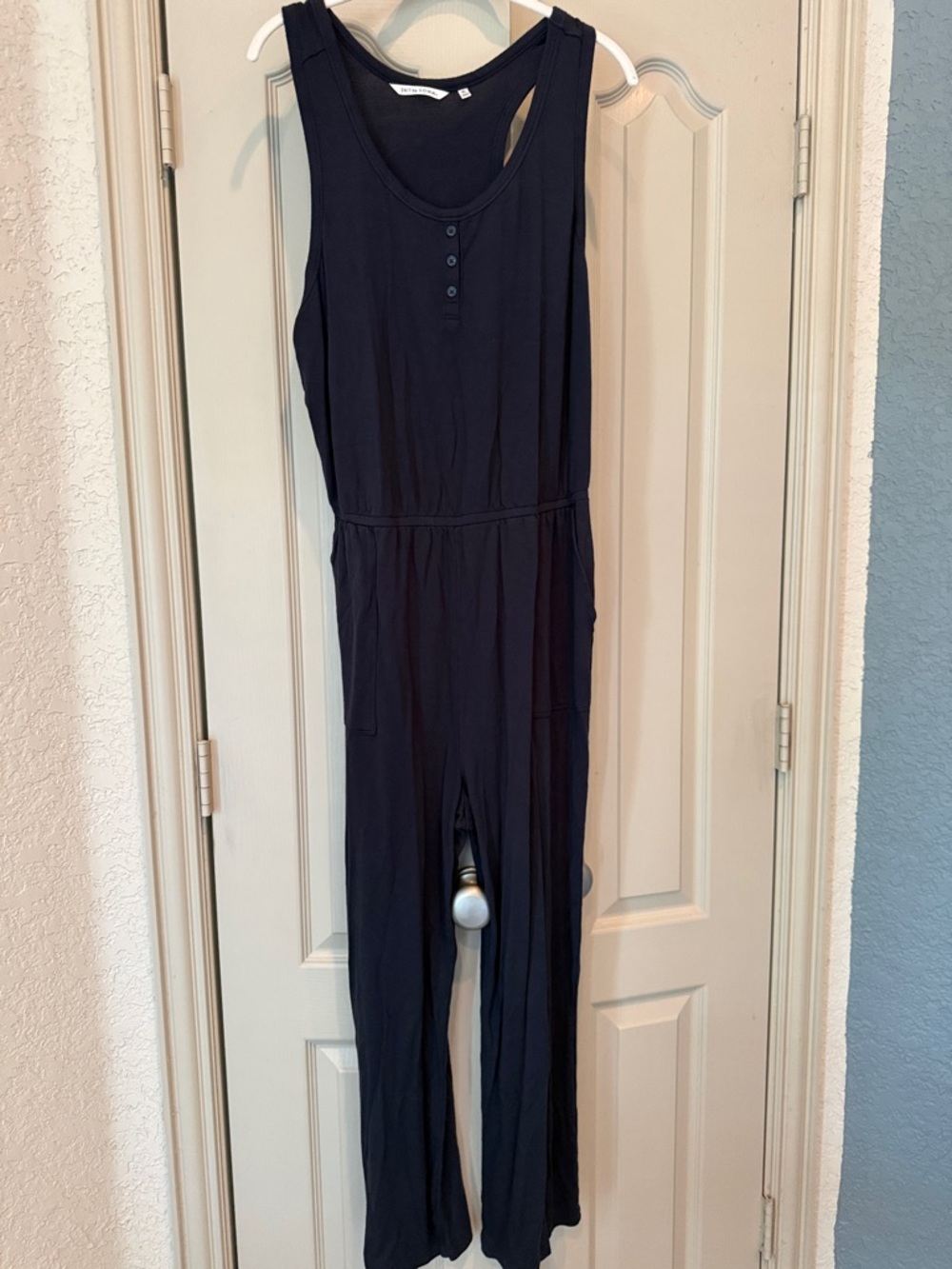 Soma Navy Sleeveless Jumpsuit with Button Front